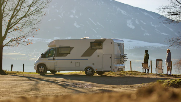 A white van parked on a road